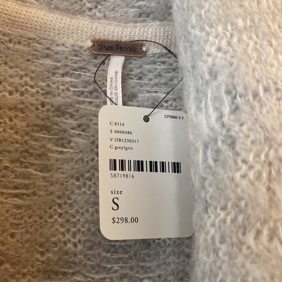 NWT$298 Free People X Anthropologie Like A Diamond Icy Grey Combo Sweater Coat S - Picture 6 of 9